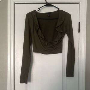 Forever 21 Dark Olive Ruffle Blouse